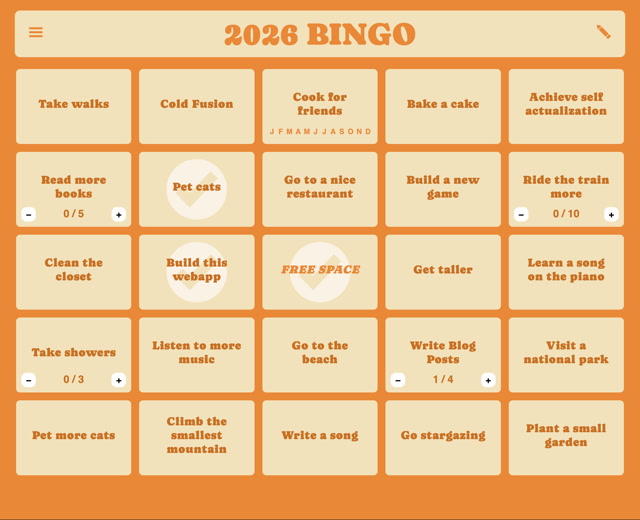 A Screenshot of bingonewyears.com, showing a grid of goals